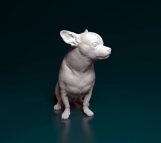 Chihuahua sitting artist resin - white resin ready to prep / paint ALL SCALES