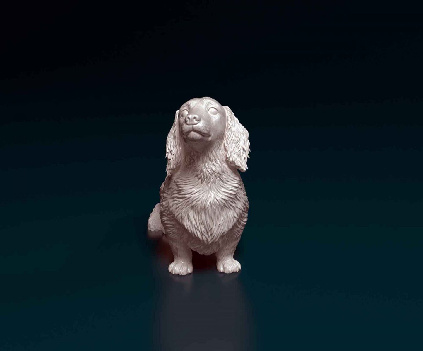 Dachshund long haired 2 artist resin - white resin ready to prep / paint ALL SCALES