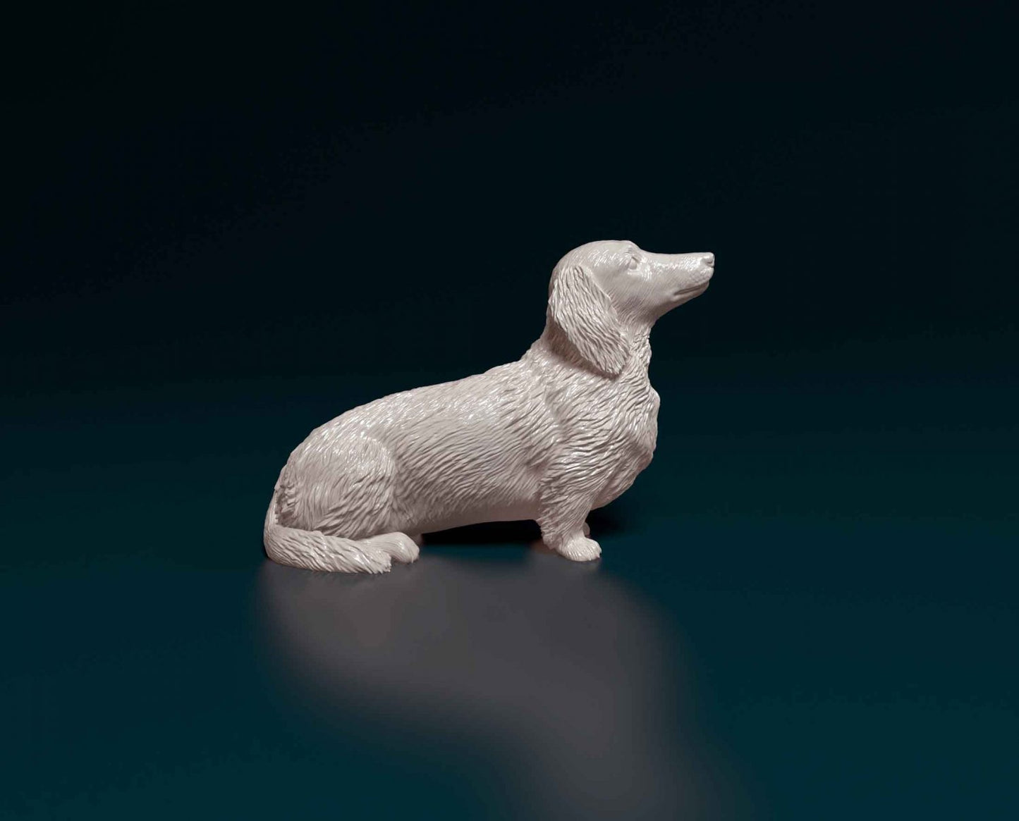 Dachshund long haired 2 artist resin - white resin ready to prep / paint ALL SCALES
