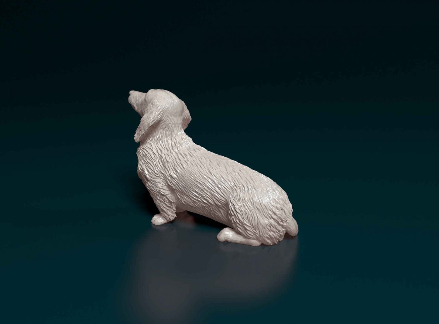 Dachshund long haired 2 artist resin - white resin ready to prep / paint ALL SCALES