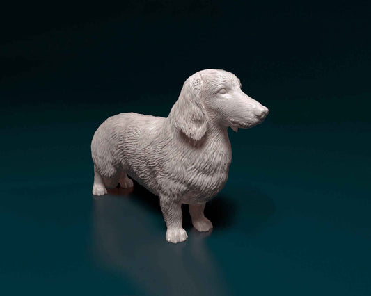 Dachshund long haired  artist resin - white resin ready to prep / paint ALL SCALES