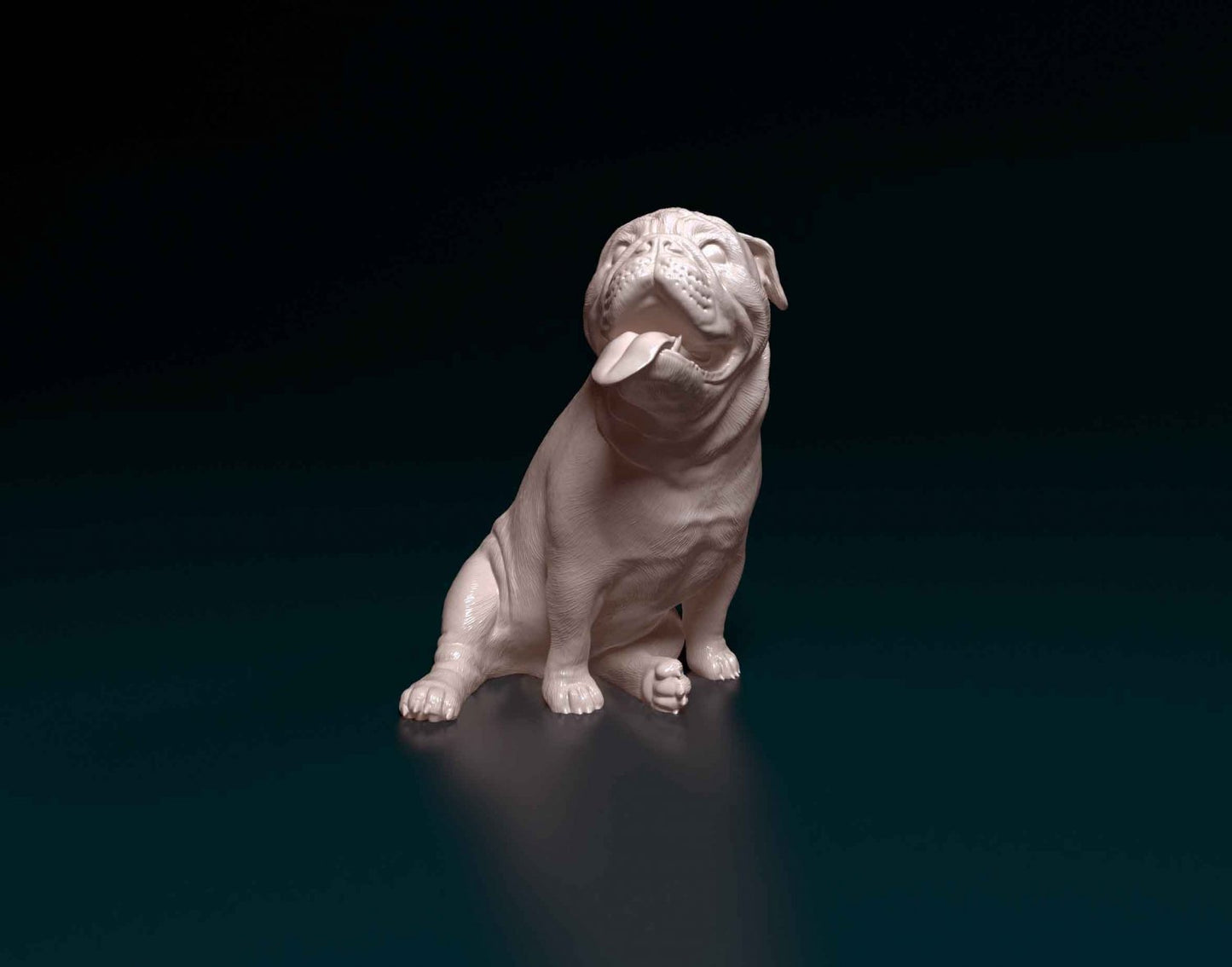 English Bulldog sitting artist resin - white resin ready to prep / paint ALL SCALES