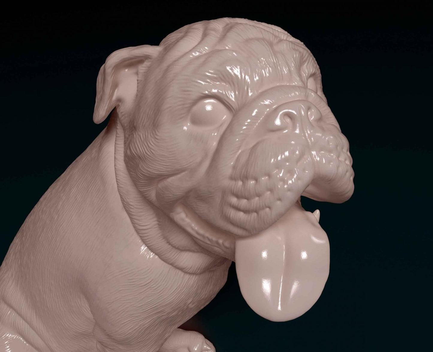 English Bulldog sitting artist resin - white resin ready to prep / paint ALL SCALES