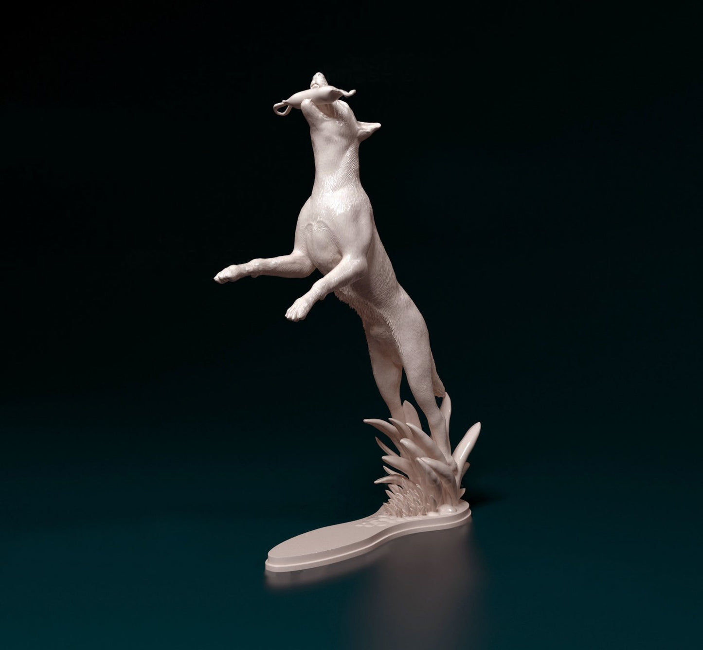 Jumping dog artist resin - white resin ready to prep / paint ALL SCALES