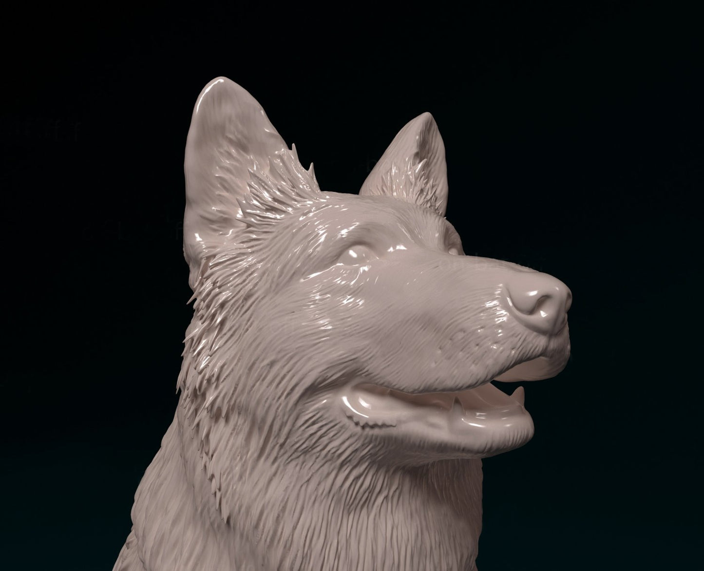 German shepherd long haired artist resin - white resin ready to prep / paint ALL SCALES
