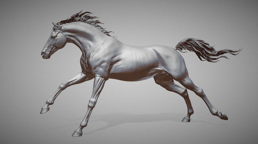 Running Thoroughbred resin horse - White resin - Ready to prep and paint