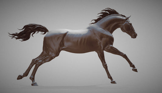 Running Thoroughbred resin horse - White resin - Ready to prep and paint