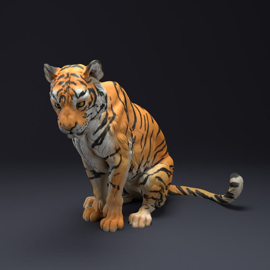 artist resin 1/9 scale resin Sitting tiger - White Resin Ready To Paint
