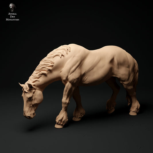 Suffolk Punch grazing mare artist resin model horse  - white resin - ready to prep / paint - many options