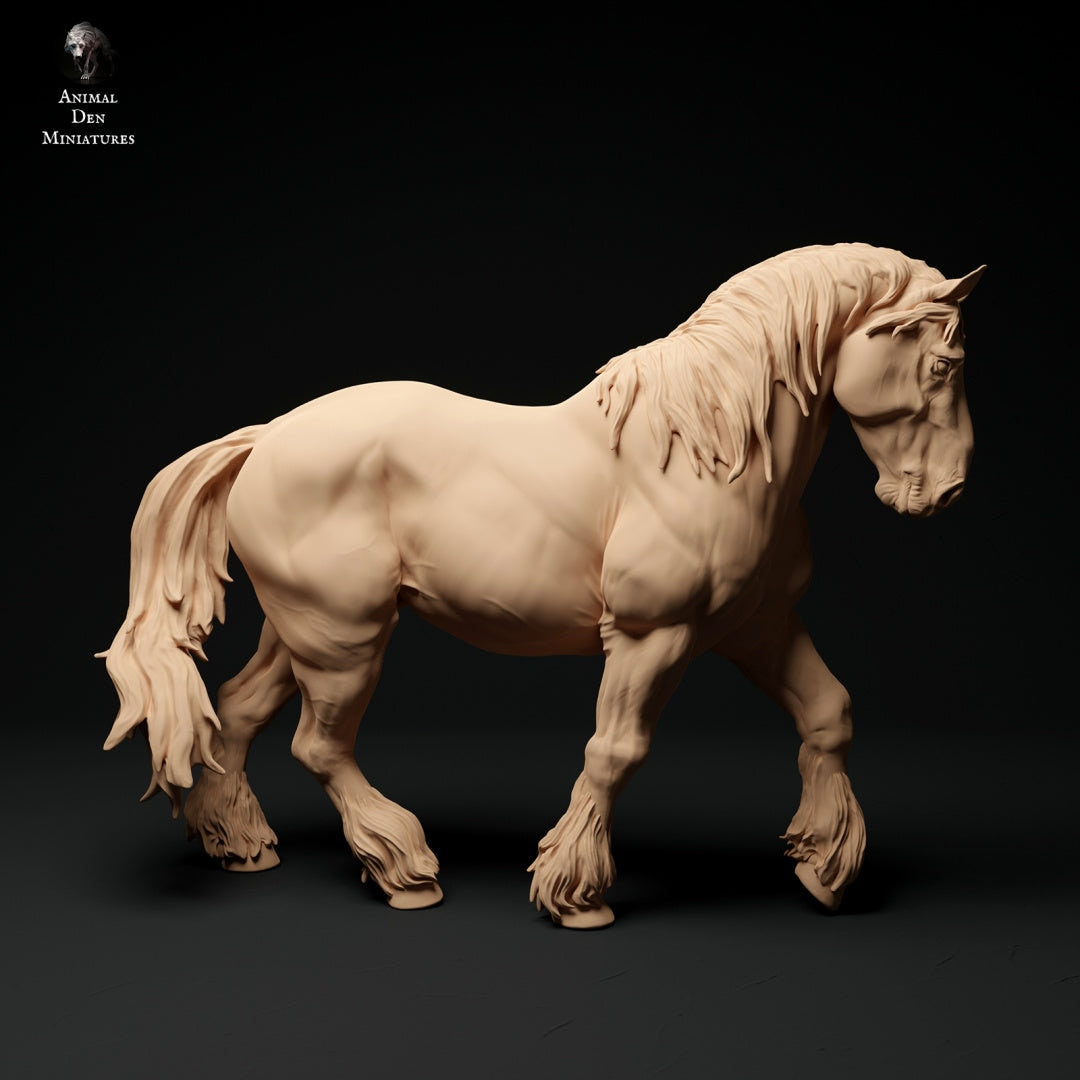 Suffolk Punch Walking model horse artist resin 1/9 Traditional scale figurine