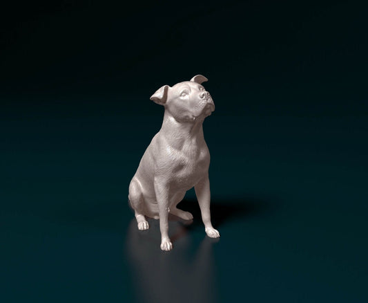 Pit bull artist resin - white resin ready to prep / paint ALL SCALES sculpture / figurine