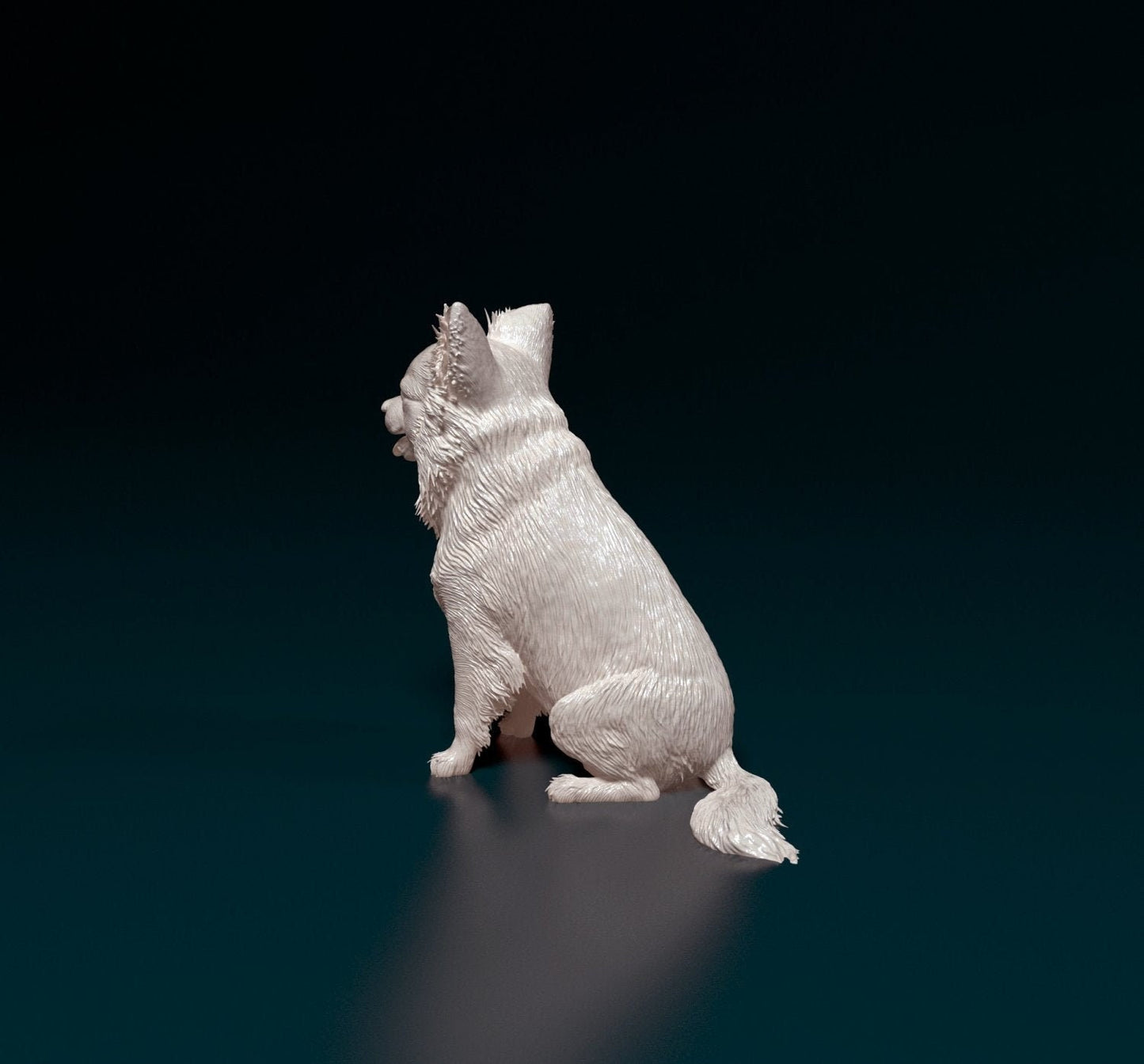 Chihuahua longhaired 4 artist resin - white resin ready to prep / paint ALL SCALES