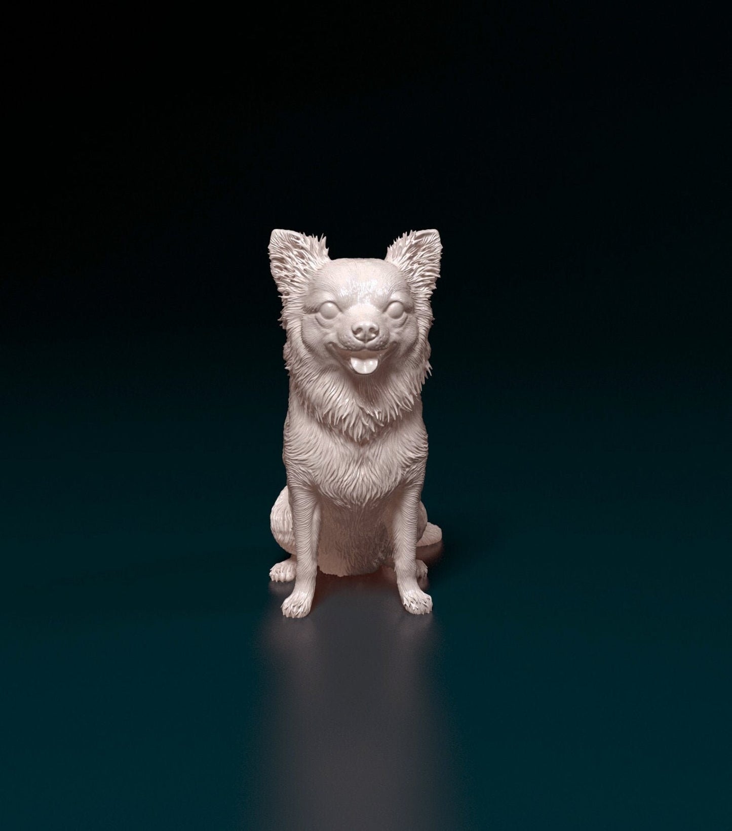 Chihuahua longhaired 4 artist resin - white resin ready to prep / paint ALL SCALES