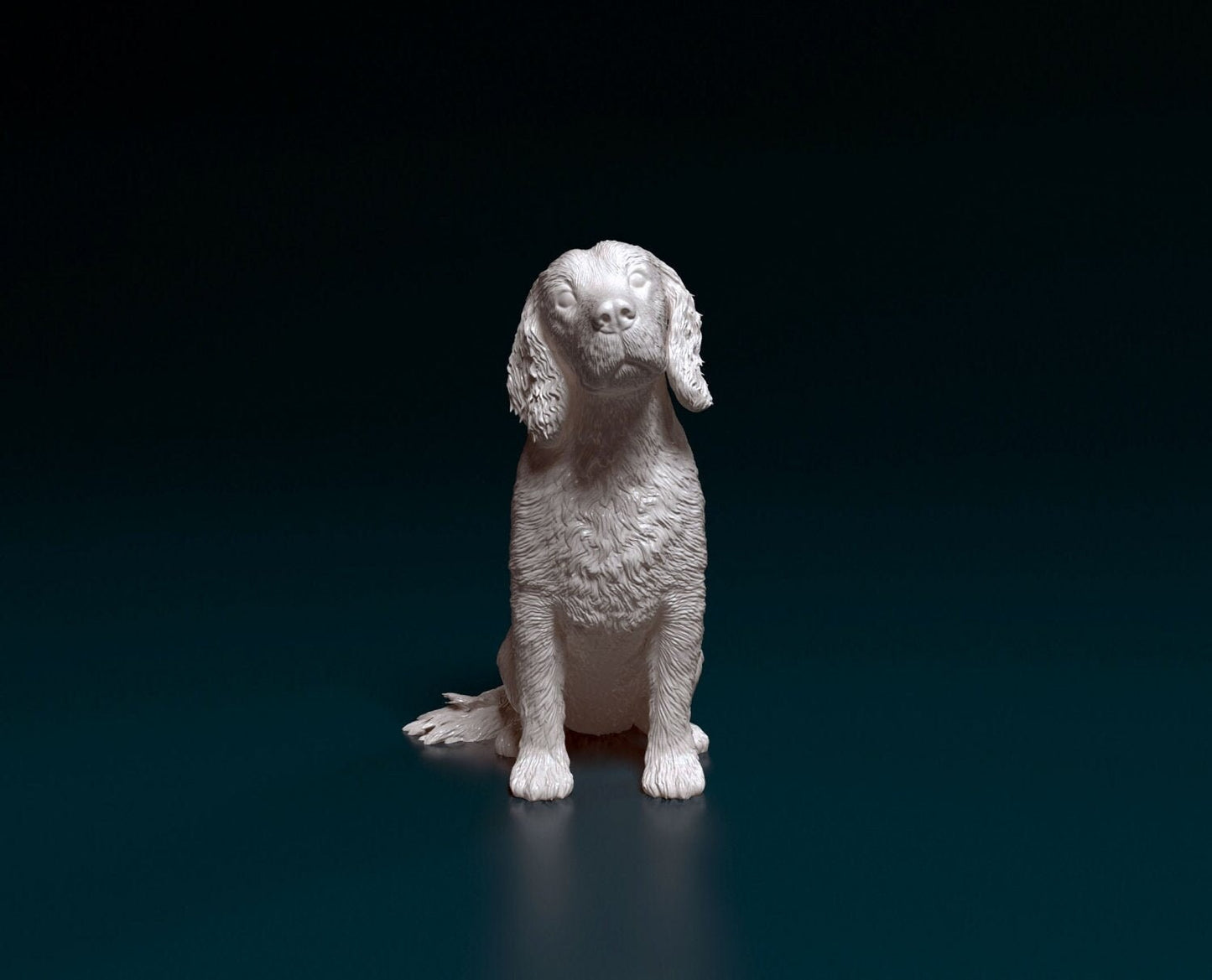 English cocker spaniel sitting artist resin - white resin ready to prep / paint ALL SCALES sculpture / figurine