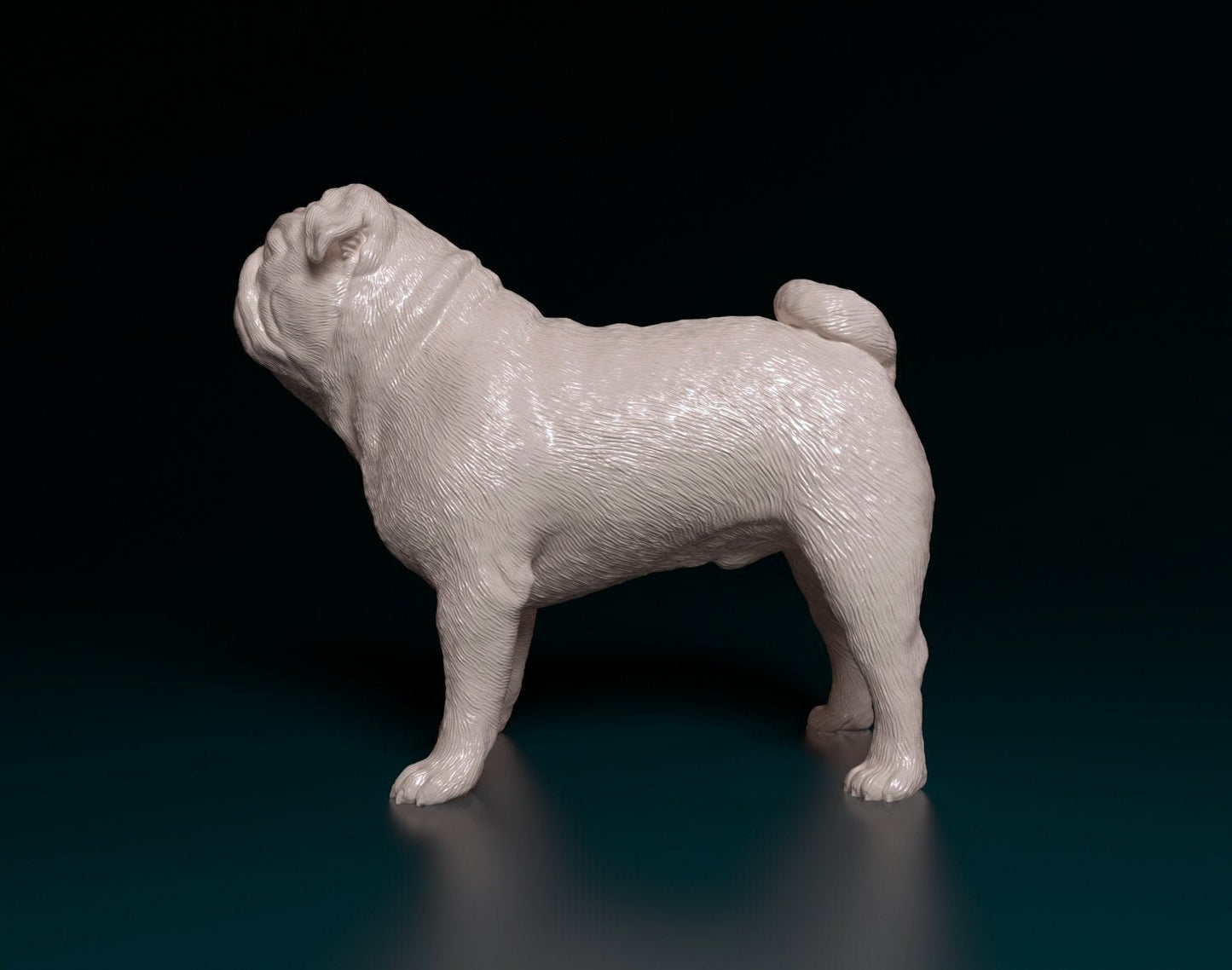 Pug artist resin - white resin ready to prep / paint ALL SCALES sculpture / figurine