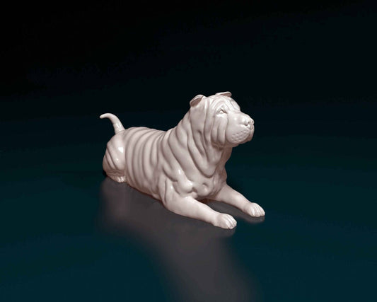 Shar pei dog artist resin - white resin ready to prep / paint ALL SCALES