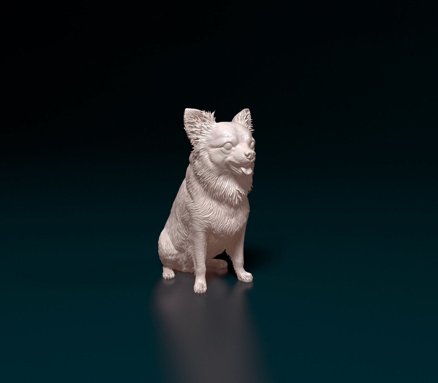 Chihuahua longhaired 4 artist resin - white resin ready to prep / paint ALL SCALES