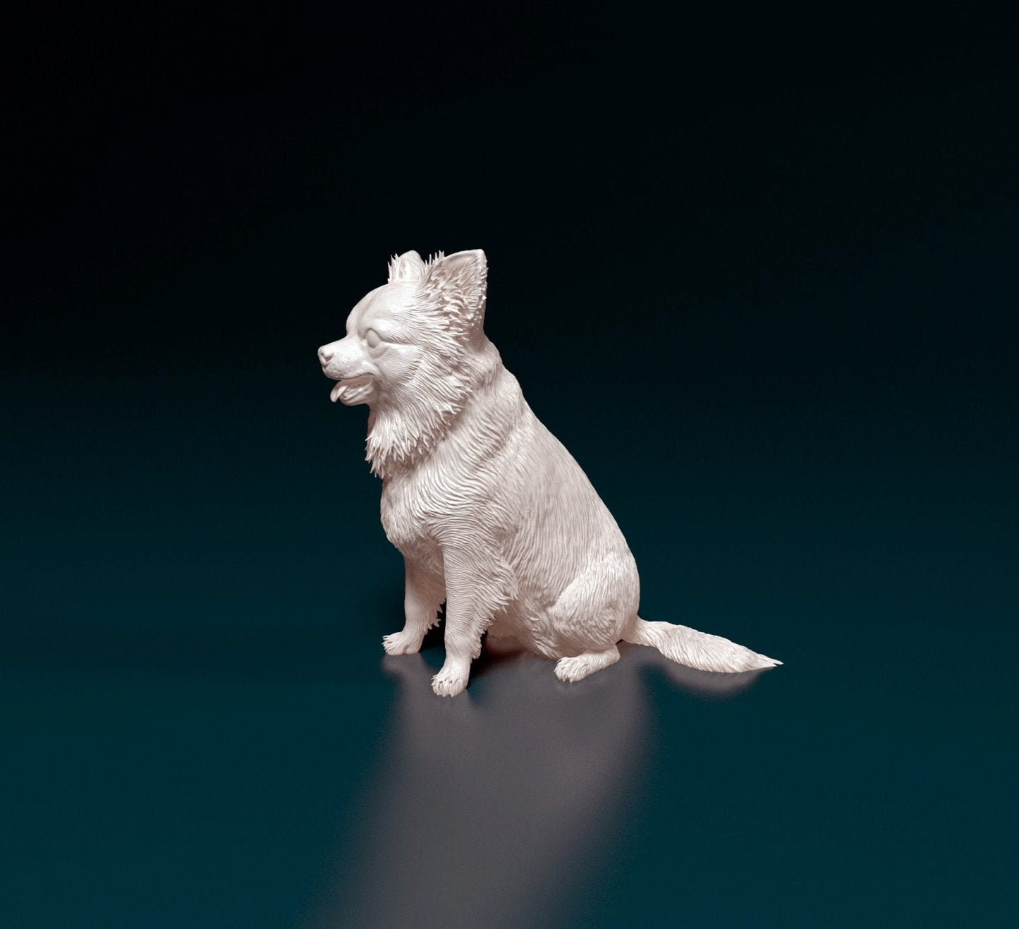 Chihuahua longhaired 4 artist resin - white resin ready to prep / paint ALL SCALES