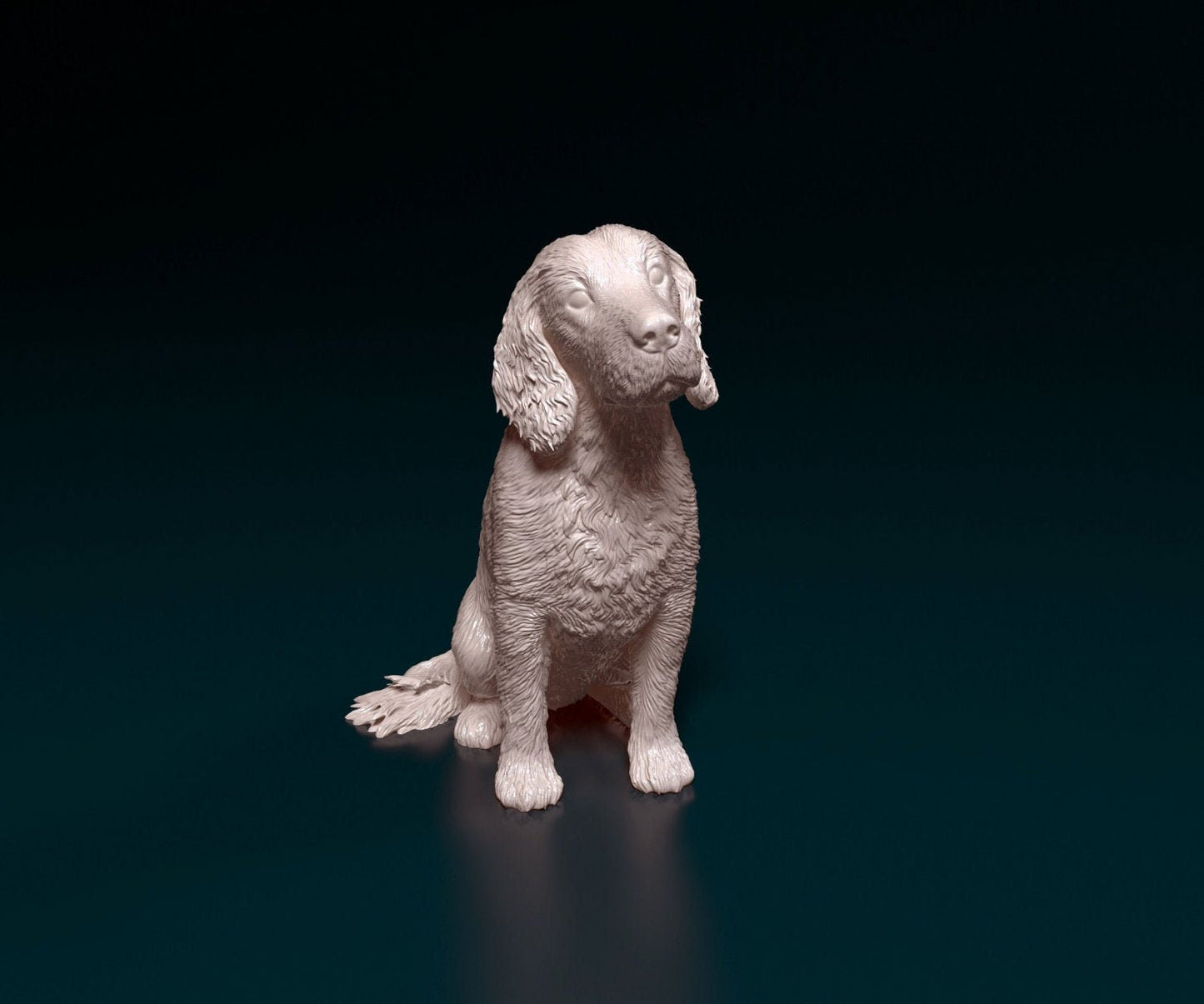 English cocker spaniel sitting artist resin - white resin ready to prep / paint ALL SCALES sculpture / figurine