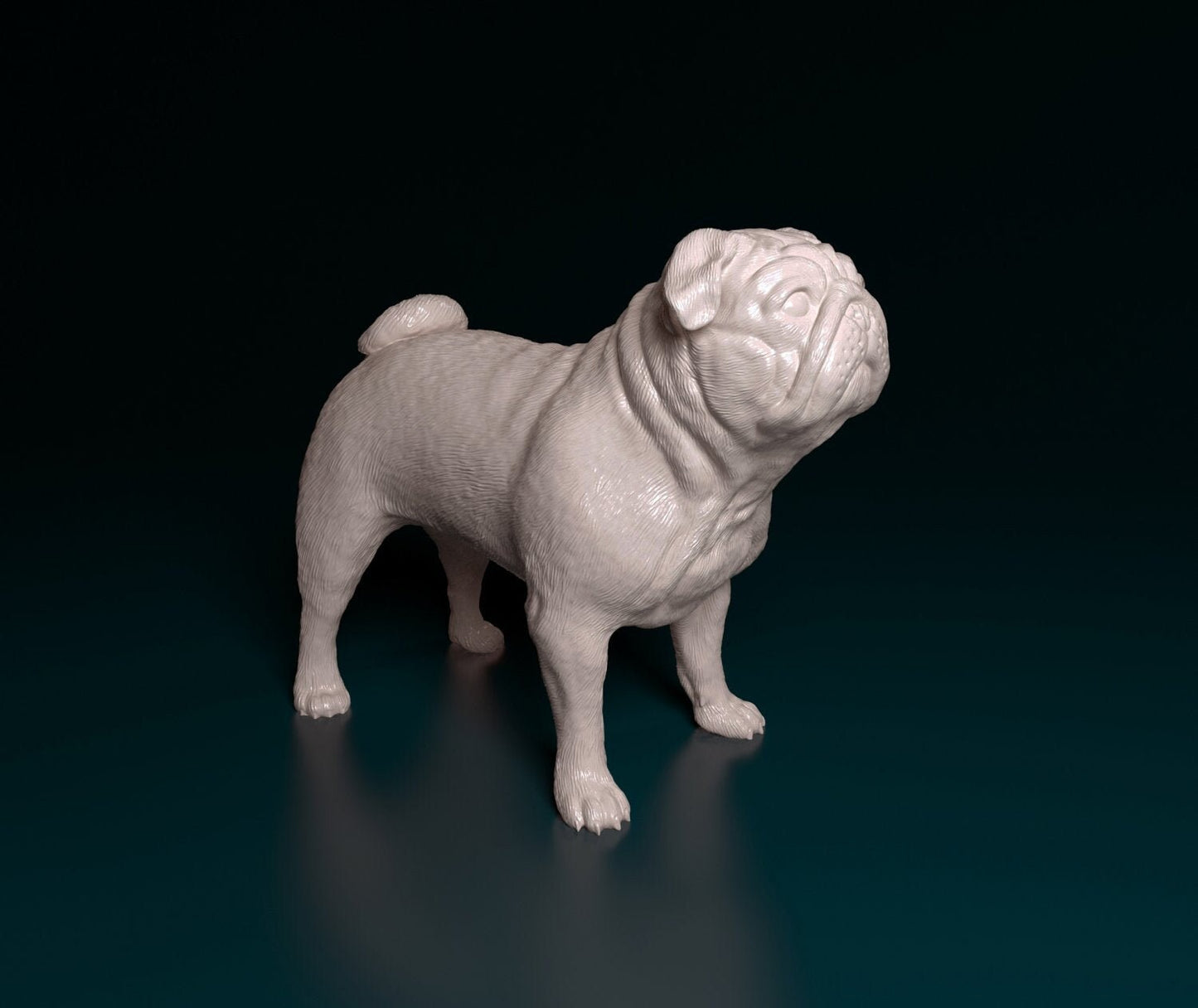 Pug artist resin - white resin ready to prep / paint ALL SCALES sculpture / figurine