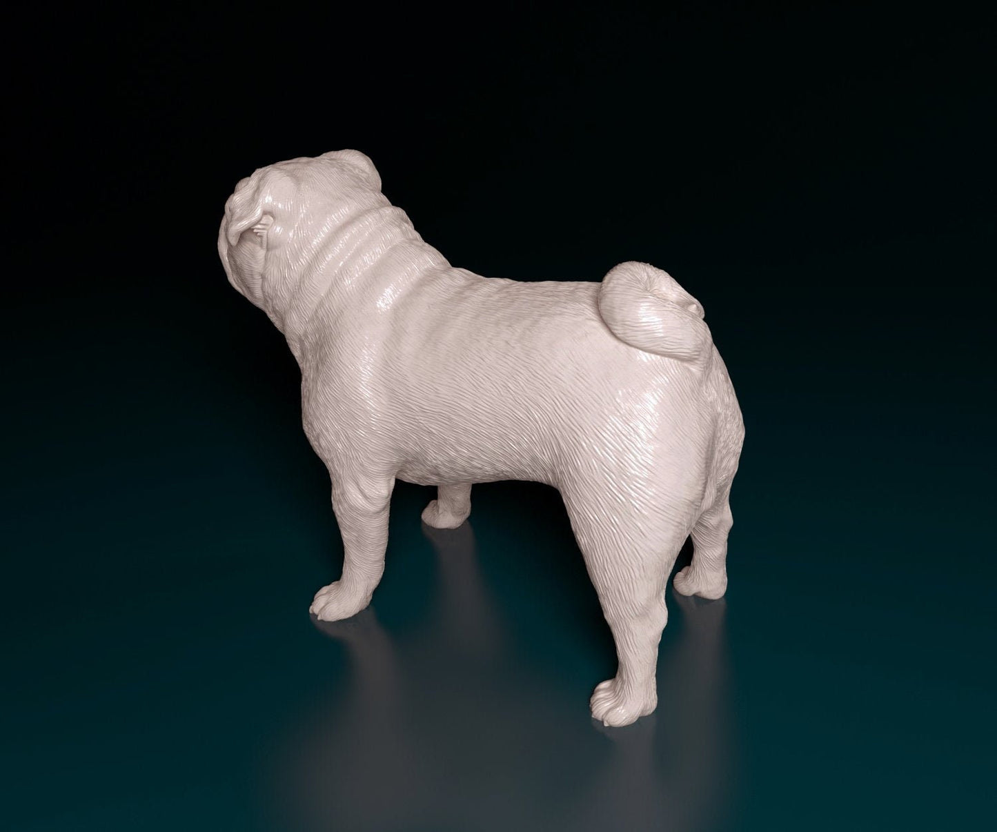 Pug artist resin - white resin ready to prep / paint ALL SCALES sculpture / figurine