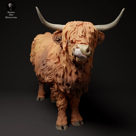 Artist resin model horse companion animal artist resin figurine Highland cow 1/9 scale