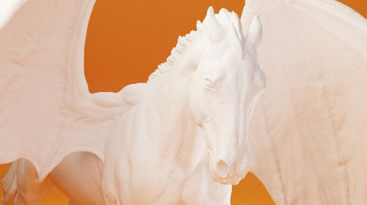 Artist resin Model Horse Fantasy Bat Winged - White Resin Ready To Paint - 1/9