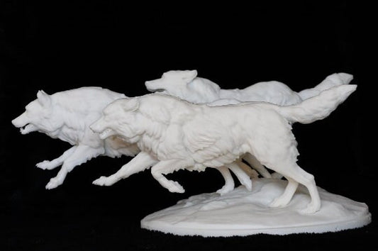 Artist resins pack of arctic wolves wolf x 3 - white resin ready to paint 1/9 traditional scale FIGURINES