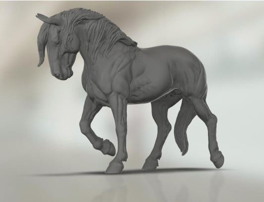 Draft stallion model horse artist resin - White resin - All scales - braided or non braided