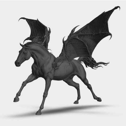 Nosferatu - 2024 Halloween model horse artist resin - Bat winged horse - white