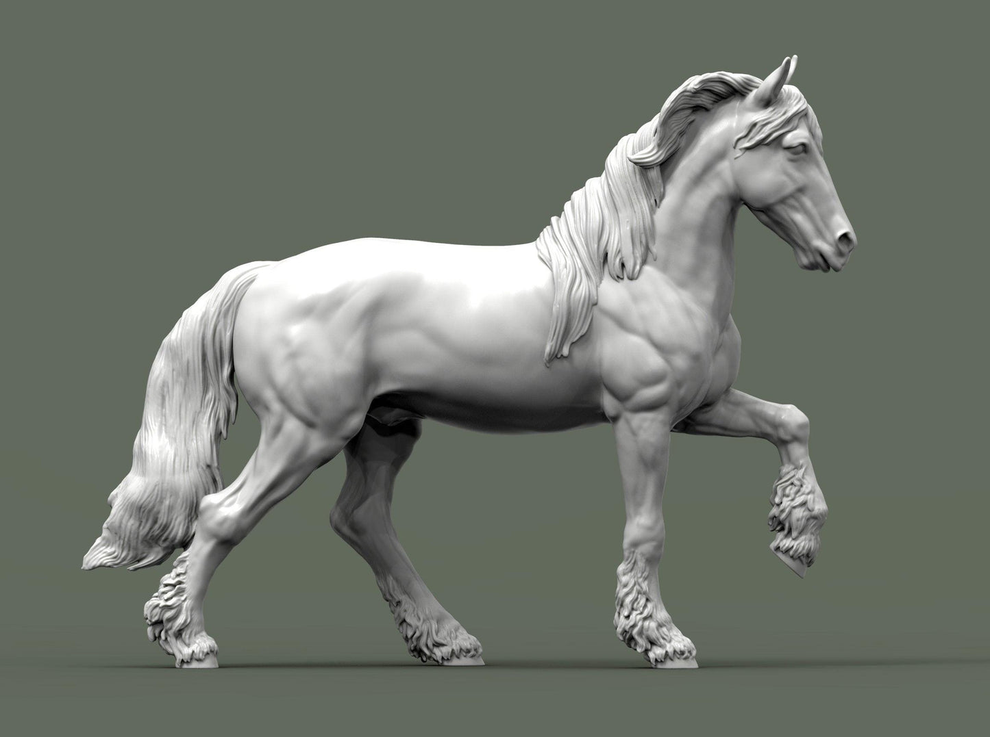 model horse artist resin friesian horse figurine - white resin