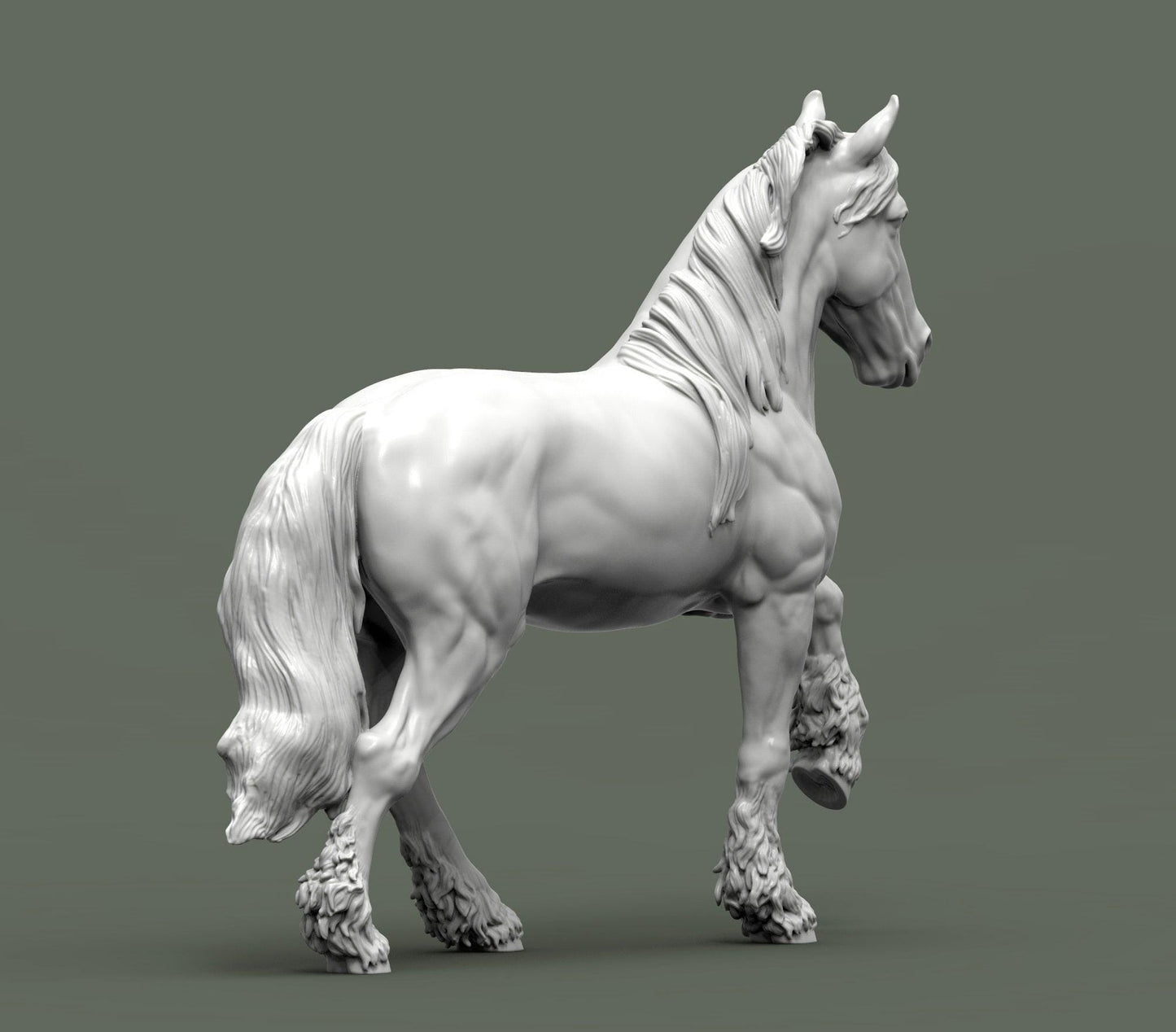 model horse artist resin friesian horse figurine - white resin