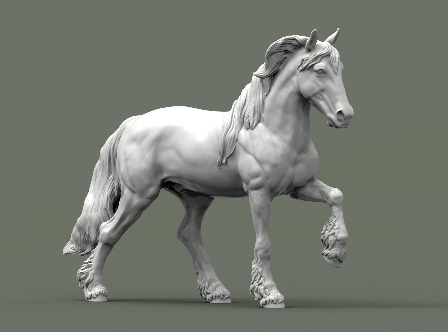model horse artist resin friesian horse figurine - white resin
