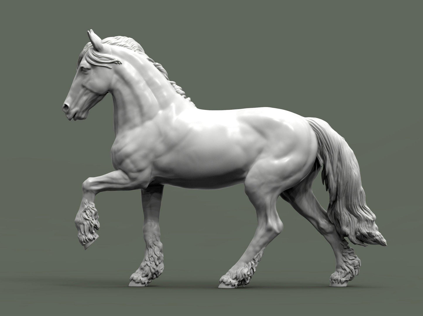 model horse artist resin friesian horse figurine - white resin