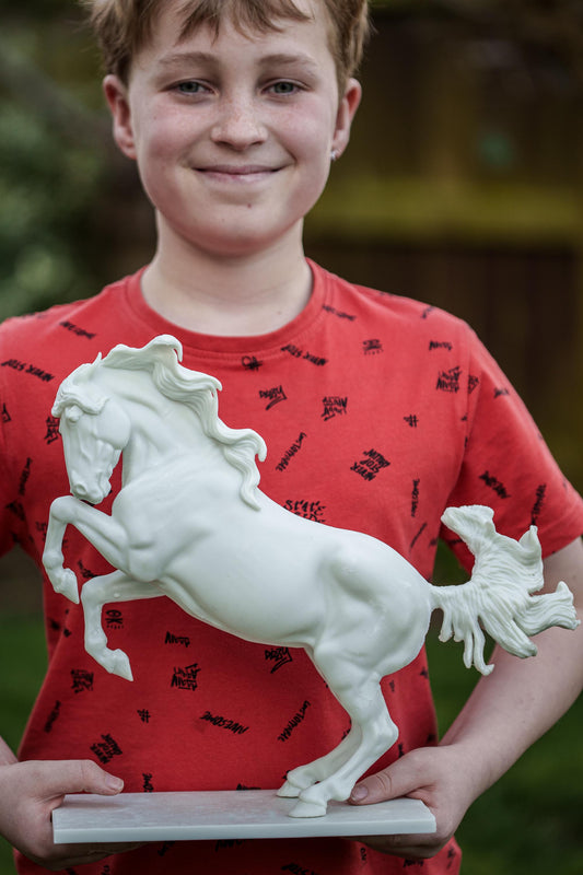Rearing Andalusian model Horse artist resin - White resin figurine - Unpainted