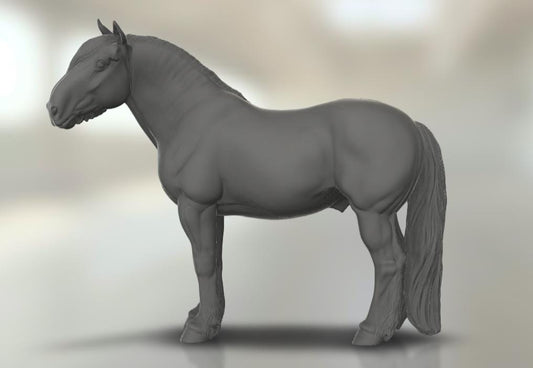 Draft stallion model Horse artist resin - White resin figurine - Unpainted