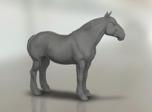 loose mane version draft mare model Horse artist resin - White resin figurine - Unpainted