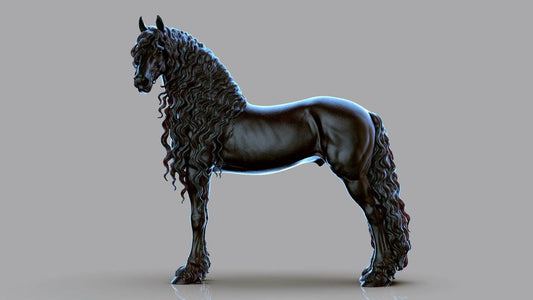Friesian stallion in bridle model Horse artist resin - White resin figurine - Unpainted