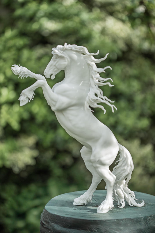 Friesian stallion rearing model Horse artist resin - White resin figurine - Unpainted