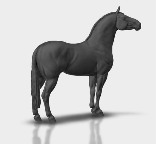 Murgese stallion braided model Horse artist resin - White resin figurine - Unpainted