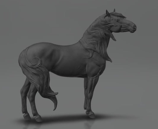 Murgese stallion windswept model Horse artist resin - White resin figurine - Unpainted