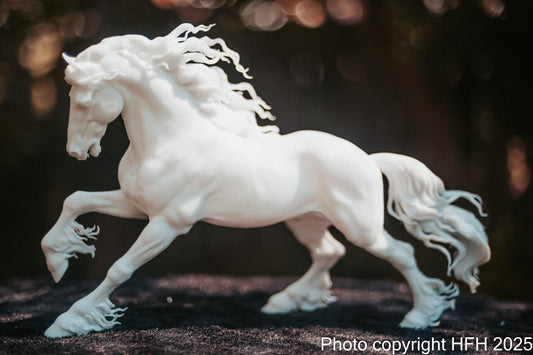 Friesian stallion galloping model Horse artist resin - White resin figurine - Unpainted