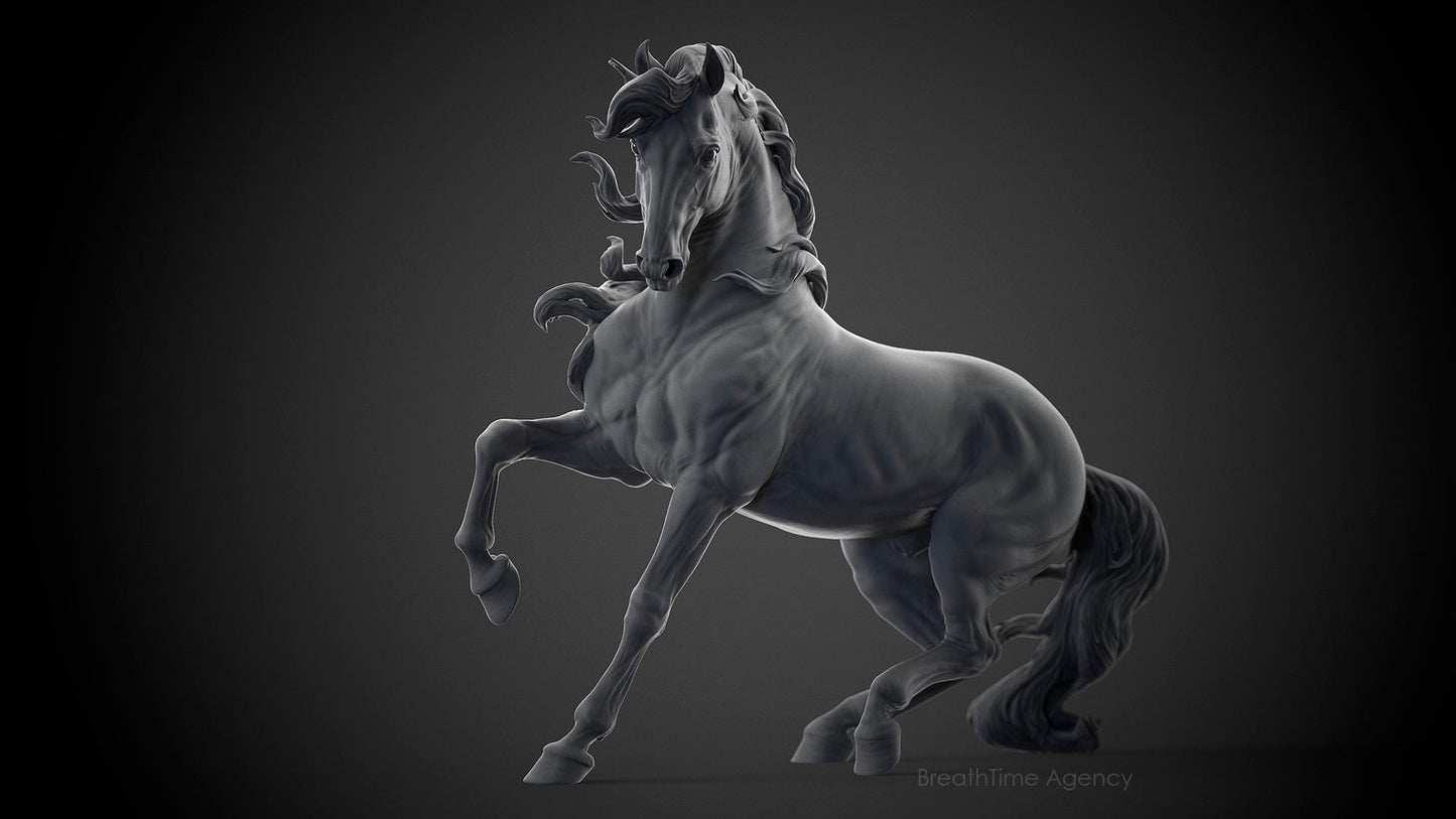 Andalusian stallion HFH exclusive Spanish horse model Horse artist resin - White resin figurine - Unpainted
