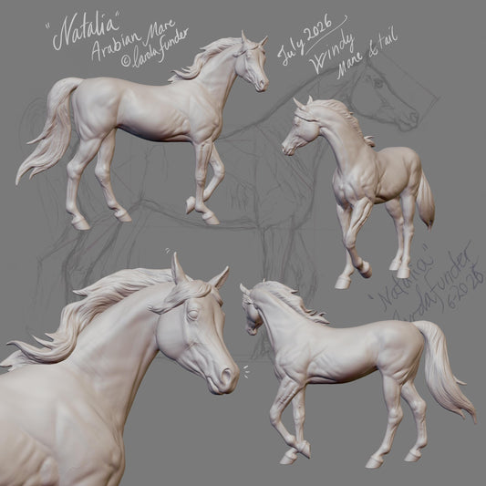 Natalia 2 -  Arabian mare model Horse artist resin - White resin figurine - Unpainted