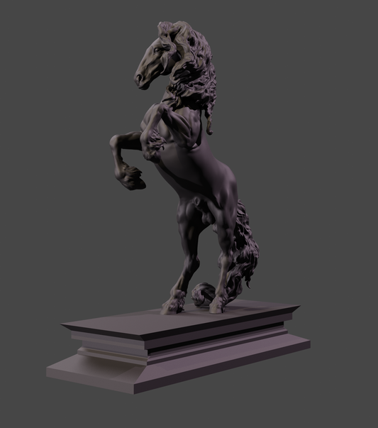 Rearing Friesian stallion - white resin