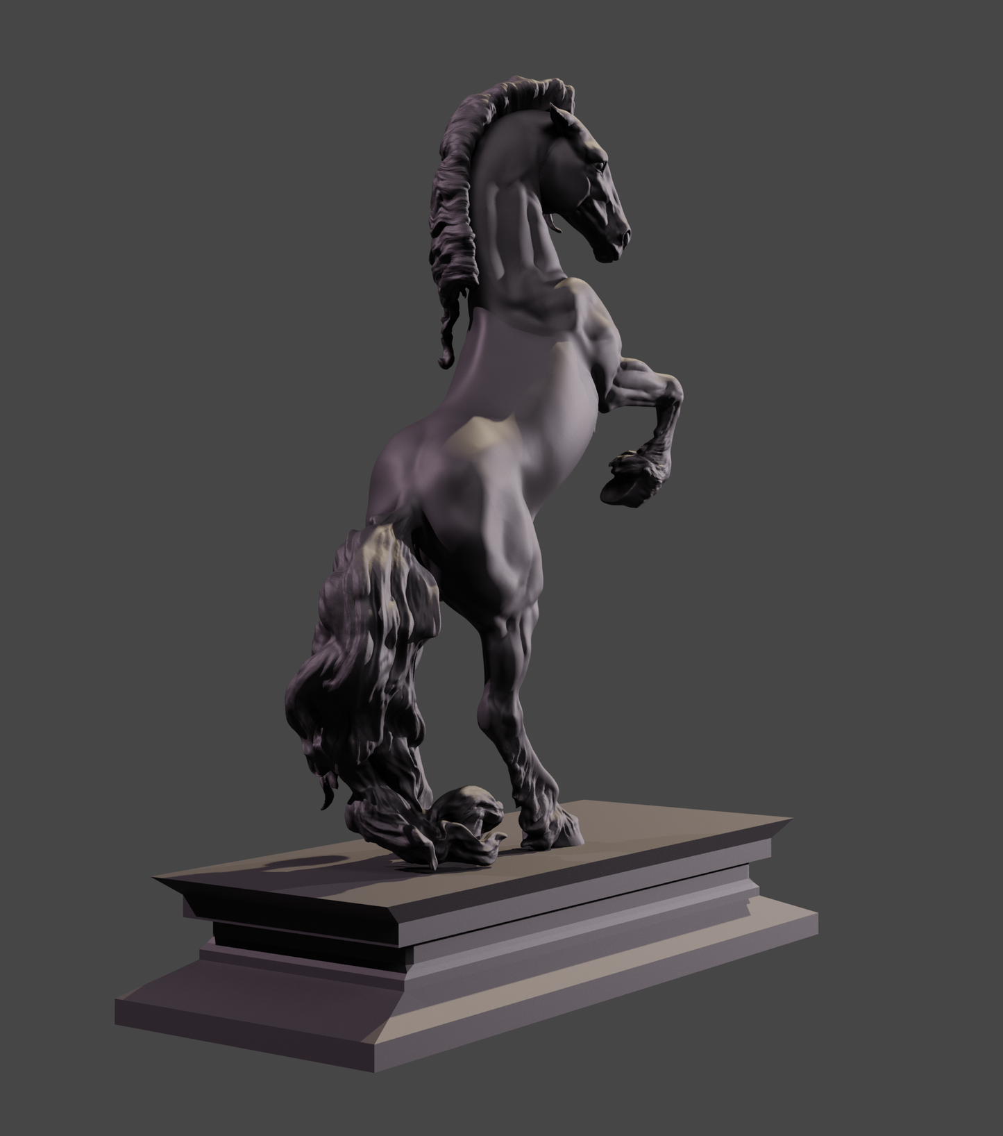 Rearing Friesian stallion - white resin