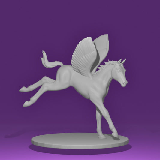 Athena the playful pegasus foal - white resin