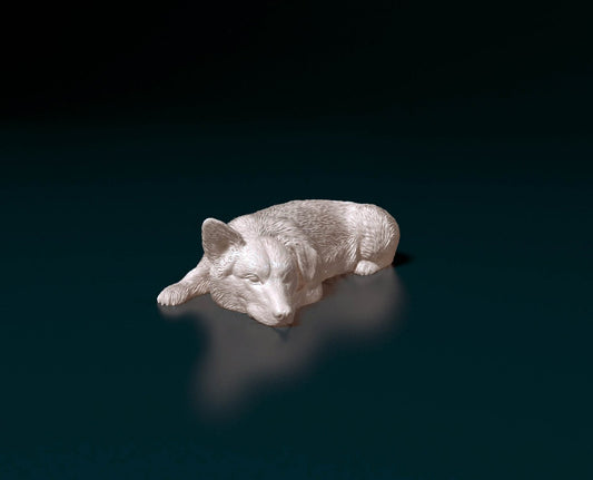 Pembroke welsh corgi artist resin - white resin ready to prep / paint ALL SCALES