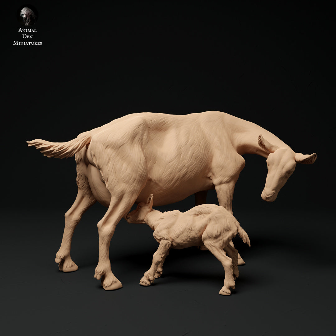 Alpine goat with kid - White resin - ready to prep / paint