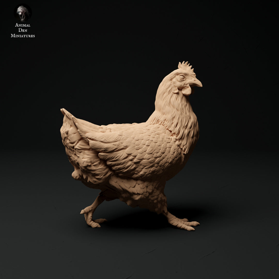 Chicken set artist resin - white resin ready to prep / paint ALL SCALES